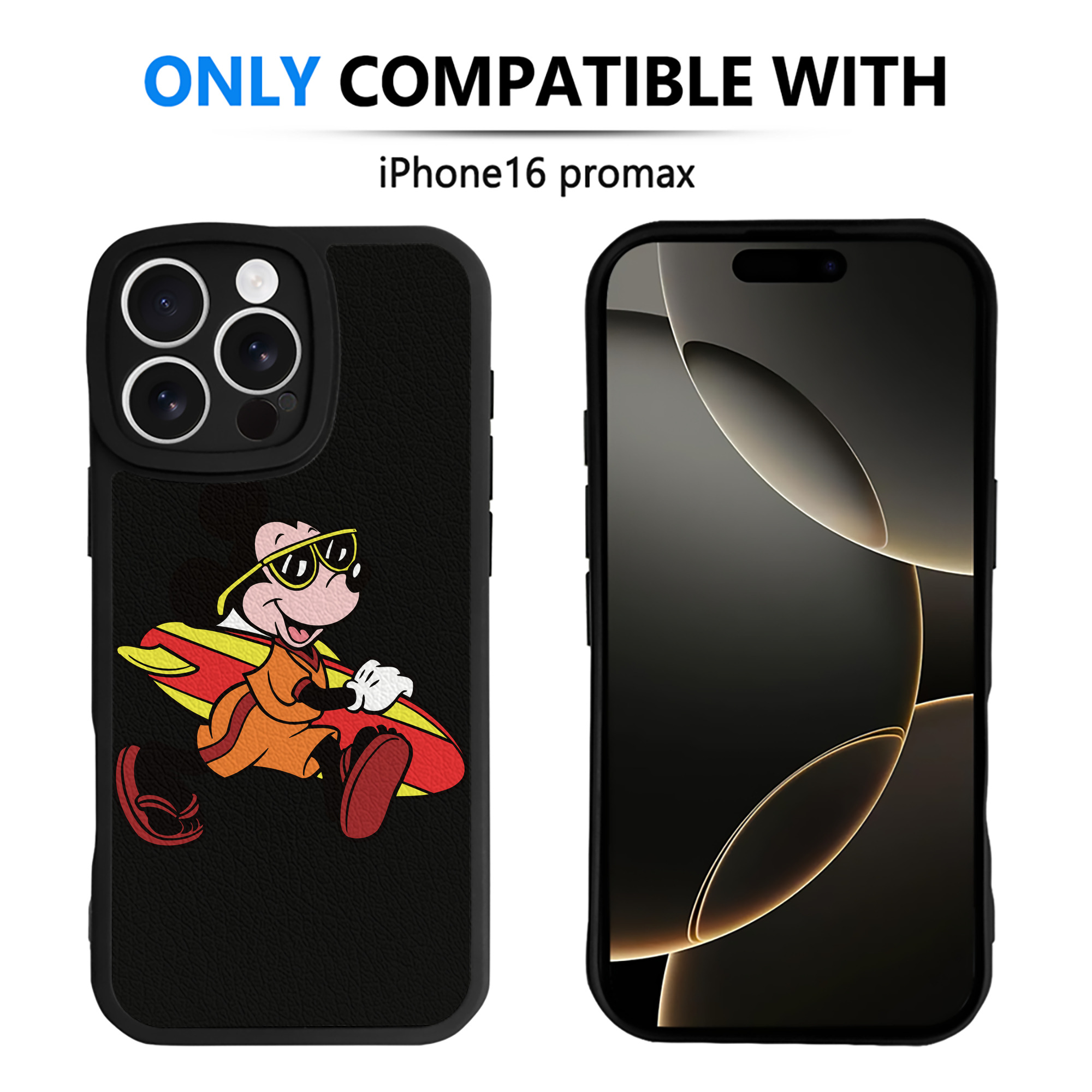 （画像用） ミッキーマウス Mickey Mouse 【iPhone 16シリーズ対応】シリコンスマホケース（レザー調） 材質：シリコン